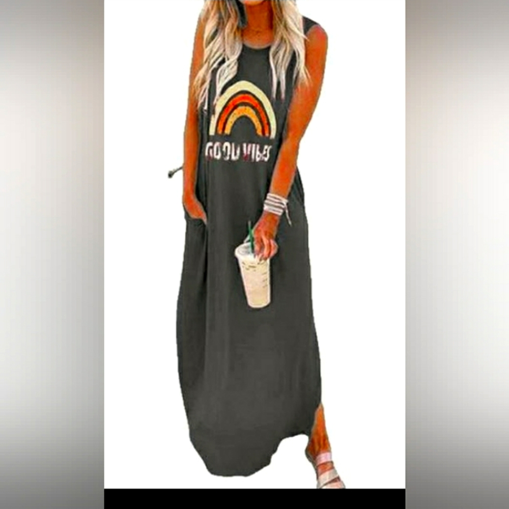 NWT----Leo Rosi Samantha Good Vibes Ultra-Soft Maxi Dress (2X)